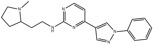 N-(2-(1-Methylpyrrolidin-2-yl)ethyl)-4-(1-phenyl-1H-pyrazol-4-yl)pyrimidin-2-amine 结构式