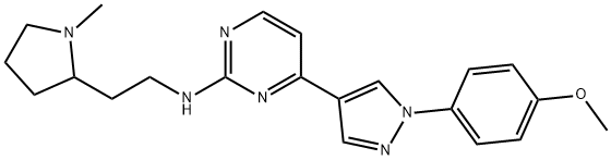 4-(1-(4-Methoxyphenyl)-1H-pyrazol-4-yl)-N-(2-(1-methylpyrrolidin-2-yl)ethyl)pyrimidin-2-amine 结构式