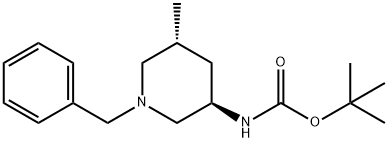 Carbamic acid, N-[(3R,5R)-5-methyl-1-(phenylmethyl)-3-piperidinyl]-, 1,1-dimethylethyl ester 结构式