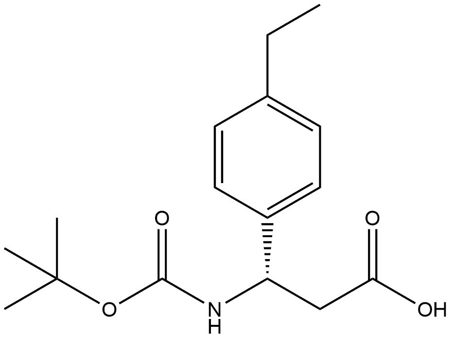 (S)-3-((叔丁氧羰基)氨基)-3-(4-乙基苯基)丙酸 结构式
