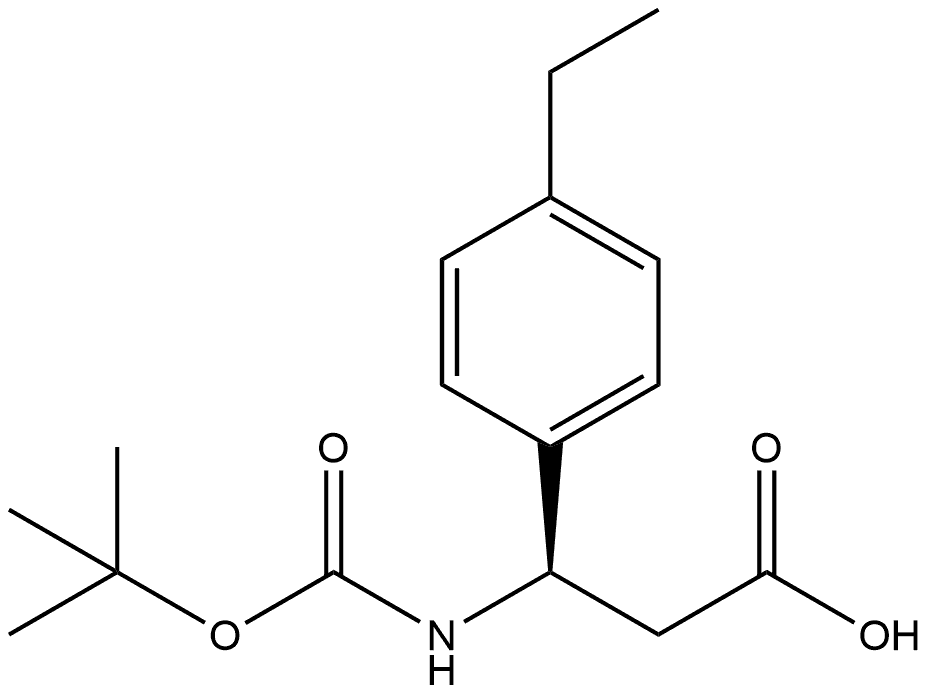 (R)-3-((叔丁氧羰基)氨基)-3-(4-乙基苯基)丙酸 结构式