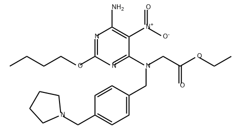 Glycine, N-(6-amino-2-butoxy-5-nitro-4-pyrimidinyl)-N-[[4-(1-pyrrolidinylmethyl)phenyl]methyl]-, ethyl ester 结构式