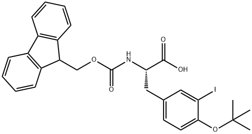 (S)-2-FMOC-氨基-3-(4-叔丁氧基-3-碘代)苯基苯酸 结构式