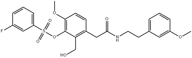 Benzenesulfonic acid, 3-fluoro-, 2-(hydroxymethyl)-6-methoxy-3-[2-[[2-(3-methoxyphenyl)ethyl]amino]-2-oxoethyl]phenyl ester 结构式