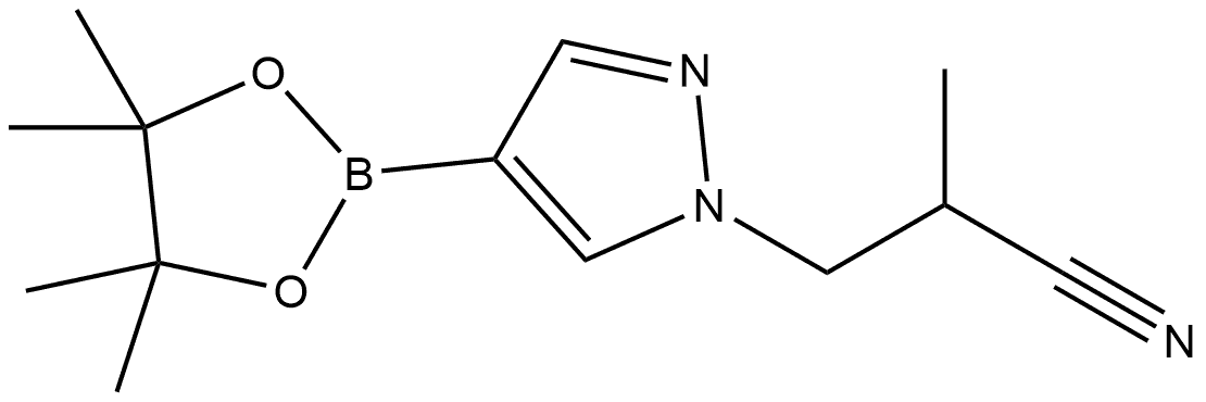 2-甲基-3-(4-(4,4,5,5-四甲基-1,3,2-二氧杂硼杂环戊烷-2-基)-1H-吡唑-1-基)丙腈 结构式
