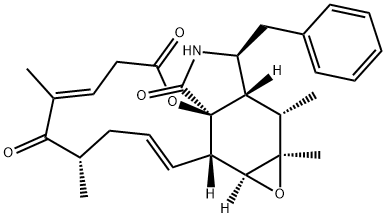 3H-Oxacyclododecino[2,3-d]oxireno[f]isoindole-5,9,11(4H,8H,12H)-trione, 13,13a,14,14a,15a,15b-hexahydro-4,6,14,14a-tetramethyl-13-(phenylmethyl)-, (1E,4S,6E,10aS,13S,13aS,14S,14aR,15aS,15bS)- 结构式