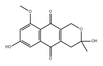 1H-Naphtho[2,3-c]pyran-5,10-dione, 3,4-dihydro-3,7-dihydroxy-9-methoxy-3-methyl- 结构式
