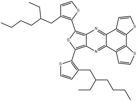 8,10-bis(3-(2-ethylhexyl)thiophen-2-yl)trithieno[3,4-b:3',2'-f:2'',3''-h]quinoxaline 结构式