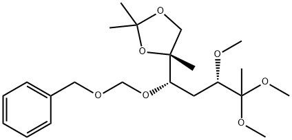 ribo-2-Heptulose, 1,4-dideoxy-6-C-methyl-3-O-methyl-6,7-O-(1-methylethylidene)-5-O-(phenylmethoxy)methyl-, dimethyl acetal 结构式