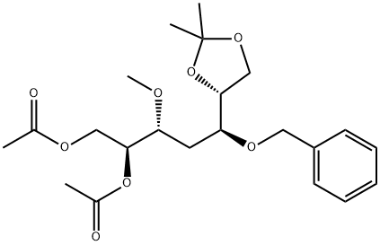 D-allo-Heptitol, 4-deoxy-3-O-methyl-6,7-O-(1-methylethylidene)-5-O-(phenylmethyl)-, diacetate 结构式
