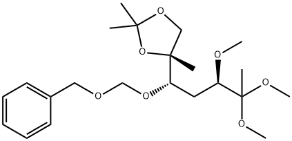 arabino-2-Heptulose, 1,4-dideoxy-6-C-methyl-3-O-methyl-6,7-O-(1-methylethylidene)-5-O-(phenylmethoxy)methyl-, dimethyl acetal 结构式