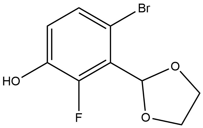 4-溴-3-(1,3-二氧戊环-2-基)-2-氟苯酚 结构式