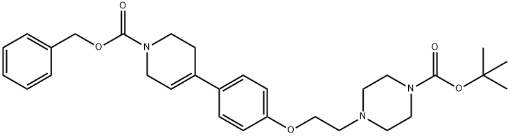 1-Piperazinecarboxylic acid, 4-[2-[4-[1,2,3,6-tetrahydro-1-[(phenylmethoxy)carbonyl]-4-pyridinyl]phenoxy]ethyl]-, 1,1-dimethylethyl ester 结构式