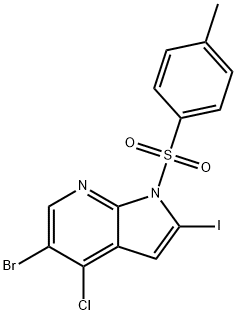 5-Bromo-4-chloro-2-iodo-1-[(4-methylphenyl)sulfonyl]-1H-pyrrolo[2,3-b]pyridine 结构式