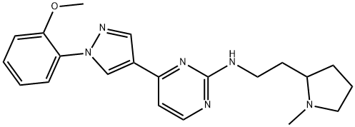 4-(1-(2-Methoxyphenyl)-1H-pyrazol-4-yl)-N-(2-(1-methylpyrrolidin-2-yl)ethyl)pyrimidin-2-amine 结构式