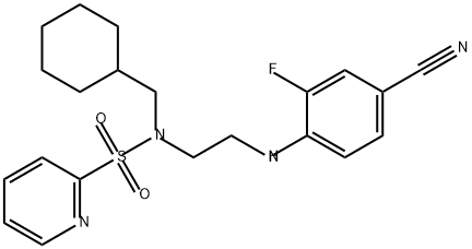 2-Pyridinesulfonamide, N-[2-[(4-cyano-2-fluorophenyl)amino]ethyl]-N-(cyclohexylmethyl)- 结构式