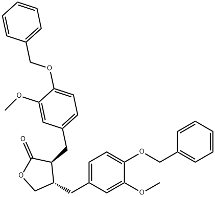 2(3H)-Furanone, dihydro-3,4-bis[[3-methoxy-4-(phenylmethoxy)phenyl]methyl]-, (3S,4S)- 结构式