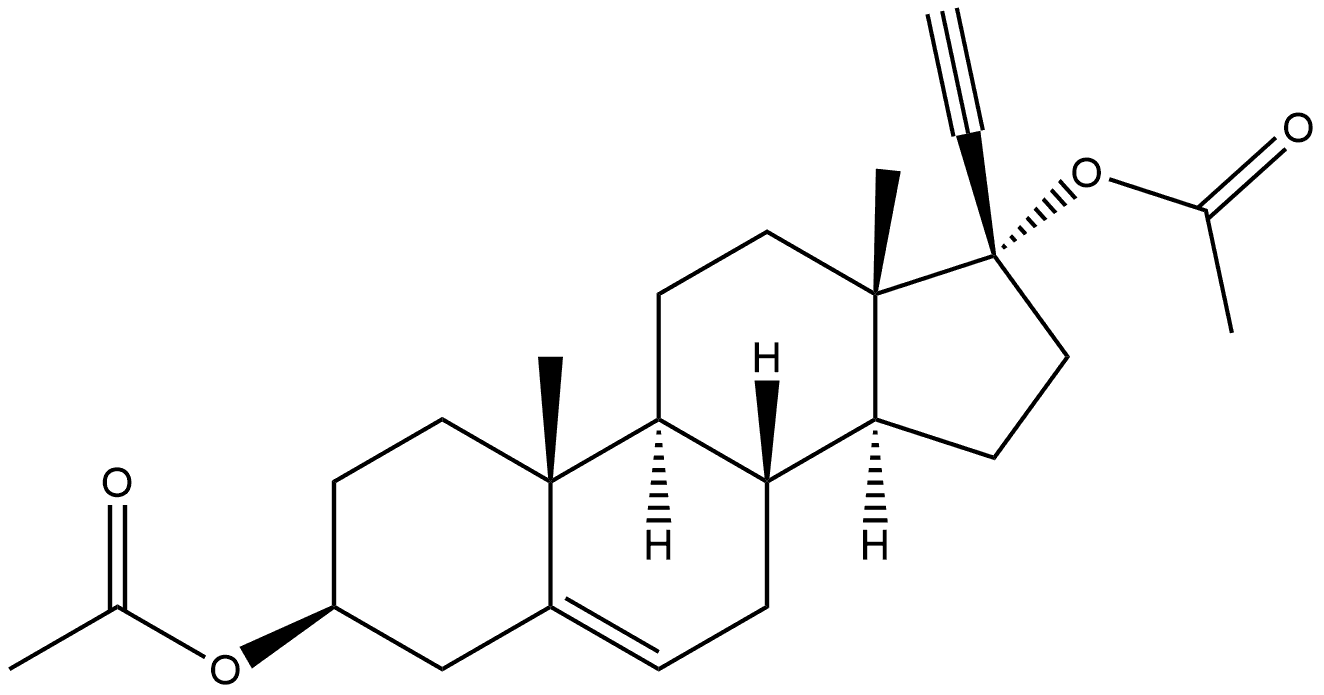 Pregn-5-en-20-yne-3,17-diol, diacetate, (3β,17α)- (9CI) 结构式