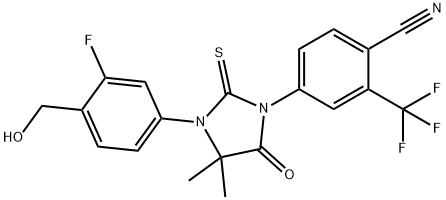 Benzonitrile, 4-[3-[3-fluoro-4-(hydroxymethyl)phenyl]-4,4-dimethyl-5-oxo-2-thioxo-1-imidazolidinyl]-2-(trifluoromethyl)- 结构式