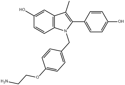 1H-Indol-5-ol, 1-[[4-(2-aminoethoxy)phenyl]methyl]-2-(4-hydroxyphenyl)-3-methyl- 结构式
