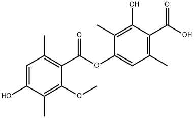 Benzoic acid, 2-hydroxy-4-[(4-hydroxy-2-methoxy-3,6-dimethylbenzoyl)oxy]-3,6-dimethyl- 结构式