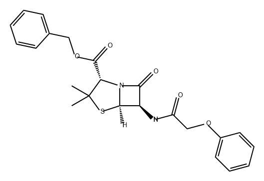 4-Thia-1-azabicyclo[3.2.0]heptane-2-carboxylic acid, 3,3-dimethyl-7-oxo-6-[(2-phenoxyacetyl)amino]-, phenylmethyl ester, (2S,5R,6R)- 结构式