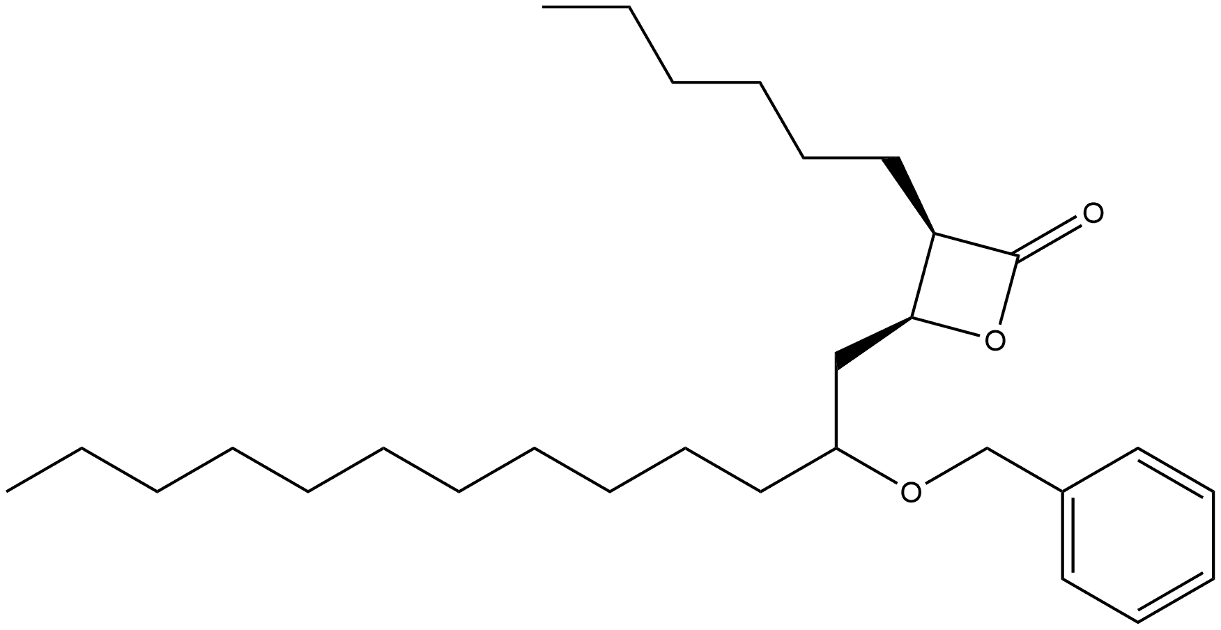 2-Oxetanone, 3-hexyl-4-[2-(phenylmethoxy)tridecyl]-, [3R-[3α,4α(R*)]]- (9CI) 结构式