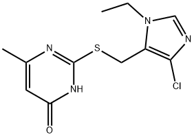 4(3H)-Pyrimidinone, 2-[[(4-chloro-1-ethyl-1H-imidazol-5-yl)methyl]thio]-6-methyl- 结构式