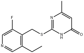 4(3H)-Pyrimidinone, 2-[[(3-ethyl-5-fluoro-4-pyridinyl)methyl]thio]-6-methyl- 结构式