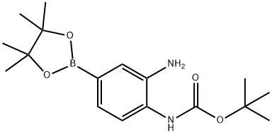tert-Butyl 2-amino-4-(4,4,5,5-tetramethyl-1,3,2-dioxaborolan-2-yl)phenylcarbamate 结构式