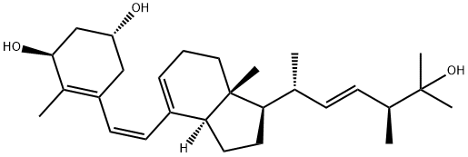 4-Cyclohexene-1,3-diol, 5-[(1Z)-2-[(1R,3aR,7aR)-2,3,3a,6,7,7a-hexahydro-1-[(1R,2E,4S)-5-hydroxy-1,4,5-trimethyl-2-hexen-1-yl]-7a-methyl-1H-inden-4-yl]ethenyl]-4-methyl-, (1R,3S)- 结构式