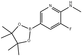 2-Pyridinamine, 3-fluoro-N-methyl-5-(4,4,5,5-tetramethyl-1,3,2-dioxaborolan-2-yl)- 结构式