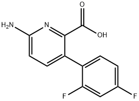 2-?Pyridinecarboxylic acid, 6-?amino-?3-?(2,?4-?difluorophenyl)?- 结构式