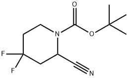 1-Piperidinecarboxylic acid, 2-cyano-4,4-difluoro-, 1,1-dimethylethyl ester 结构式