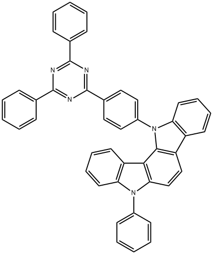 Indolo[3,2-a]carbazole, 12-[4-(4,6-diphenyl-1,3,5-triazin-2-yl)phenyl]-5,12-dihydro-5-phenyl- 结构式