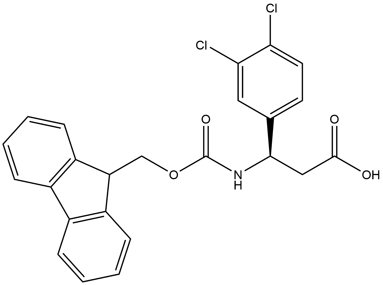 FMOC-(R)-3-氨基-3-(3,4-二氯苯基)-丙酸 结构式