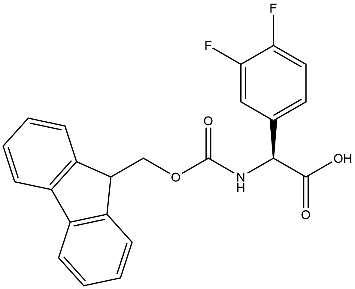 Benzeneacetic acid, α-[[(9H-fluoren-9-ylmethoxy)carbonyl]amino]-3,4-difluoro-, (αS)- 结构式