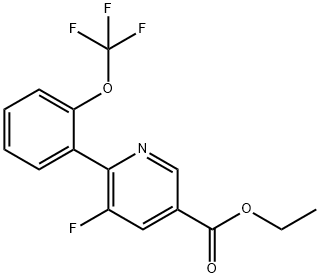 Ethyl 5-fluoro-6-(2-(trifluoromethoxy)phenyl)nicotinate 结构式