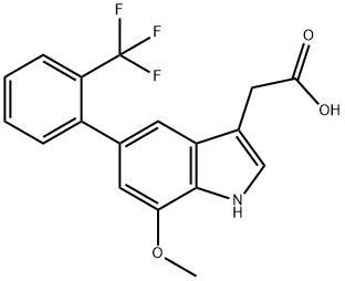 7-Methoxy-5-(2-(trifluoromethyl)phenyl)-indole-3-acetic acid 结构式