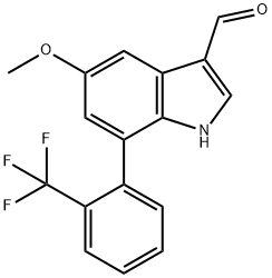 5-Methoxy-7-(2-(trifluoromethyl)phenyl)indole-3-carboxaldehyde 结构式