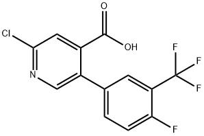 2-Chloro-5-(4-fluoro-3-trifluoromethylphenyl)isonicotinic acid 结构式