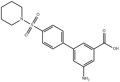 3-Amino-5-[4-(piperidin-1-ylsulfonyl)phenyl]benzoic acid 结构式