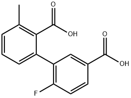 2-(5-Carboxy-2-fluorophenyl)-6-methylbenzoic acid 结构式