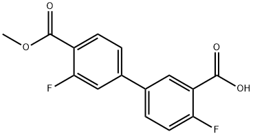 2-Fluoro-5-(3-fluoro-4-methoxycarbonylphenyl)benzoic acid 结构式