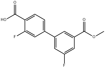 2-Fluoro-4-(3-fluoro-5-methoxycarbonylphenyl)benzoic acid 结构式