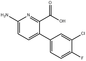 6-Amino-3-(3-chloro-4-fluorophenyl)picolinic acid 结构式