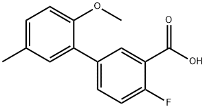 2-Fluoro-5-(2-methoxy-5-methylphenyl)benzoic acid 结构式