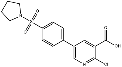 2-Chloro-5-[4-(pyrrolidinylsulfonyl)phenyl]nicotinic acid 结构式