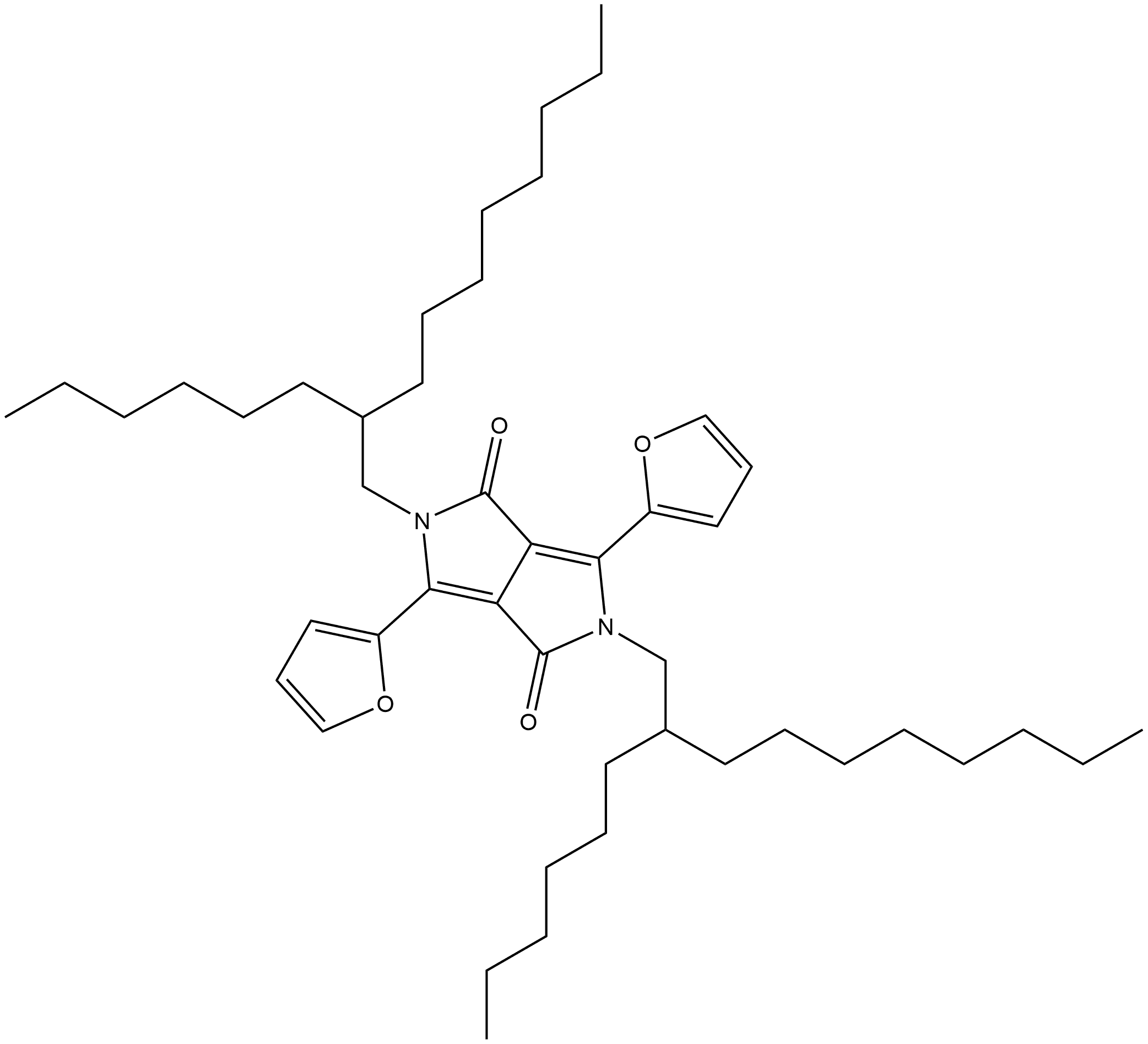 3,6-双(呋喃-2-基)-2,5-二氢-2,5-双(2-己基癸基)吡咯并[3,4-C]吡咯并-1,4-二酮 结构式