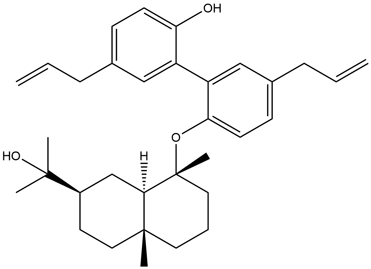 2-Naphthalenemethanol, decahydro-8-[(2'-hydroxy-5,5'-di-2-propen-1-yl[1,1'-biphenyl]-2-yl)oxy]-α,α,4a,8-tetramethyl-, (2R,4aR,8R,8aR)- 结构式